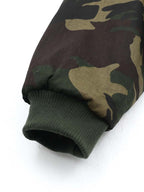 Boxy Camouflage Faux Fur Collar Hooded Jacket