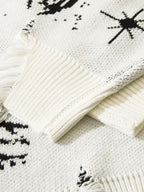 Retro Swirl Printed Distressed Knit Sweater
