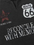 2 In 1 Slogan Print Distressed T-Shirt