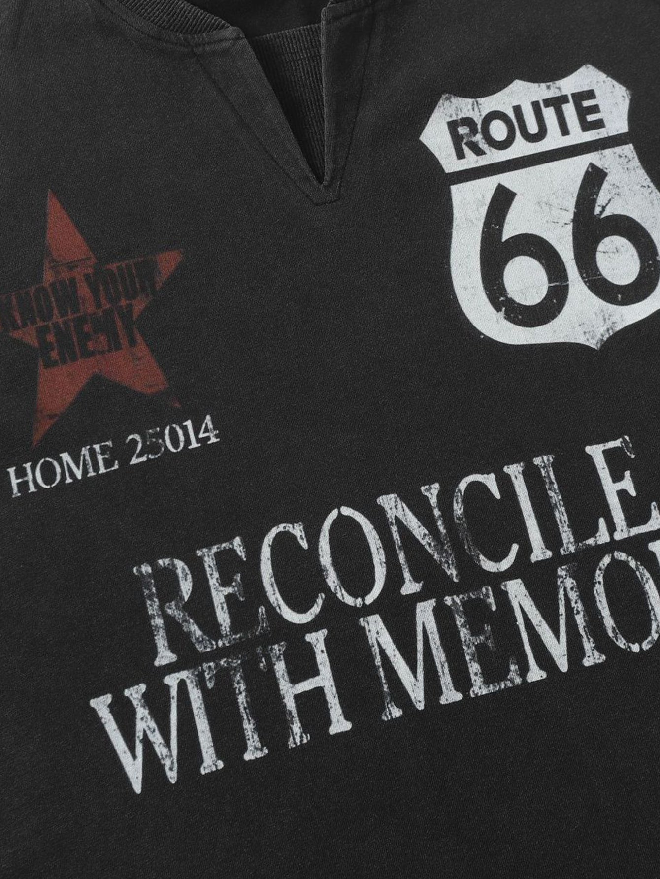 2 In 1 Slogan Print Distressed T-Shirt