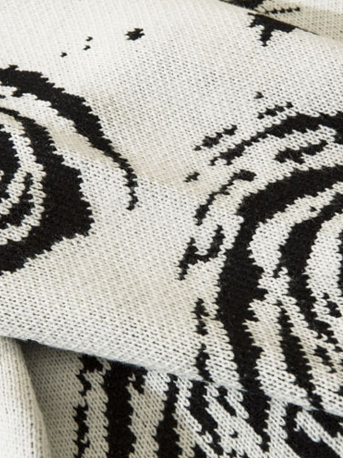Retro Swirl Printed Distressed Knit Sweater