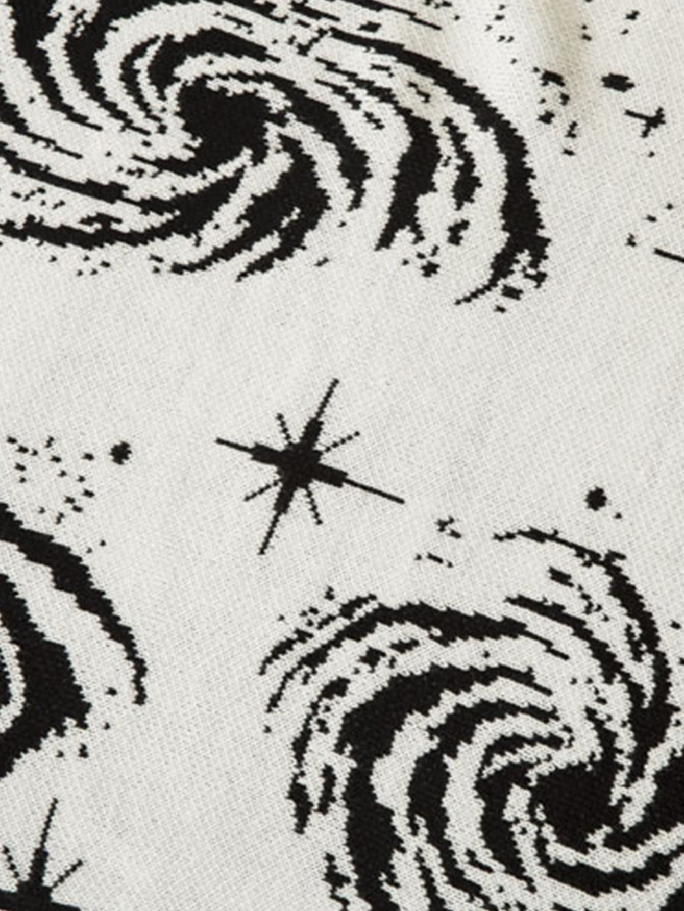 Retro Swirl Printed Distressed Knit Sweater