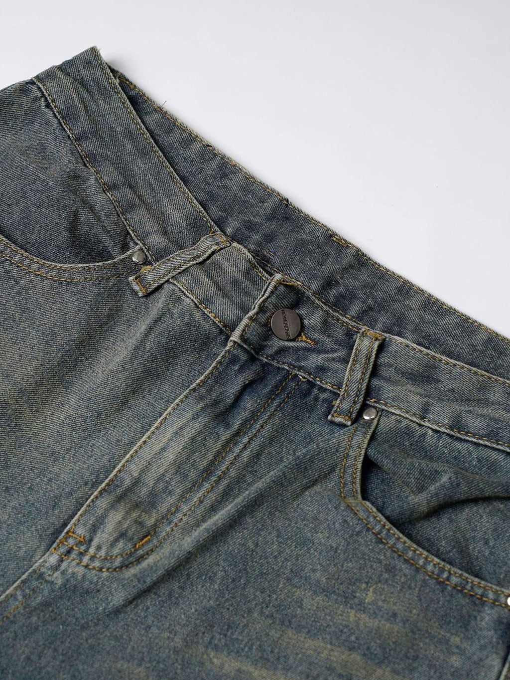 Washed Distressed  Wide-Leg Baggy Denim Pants