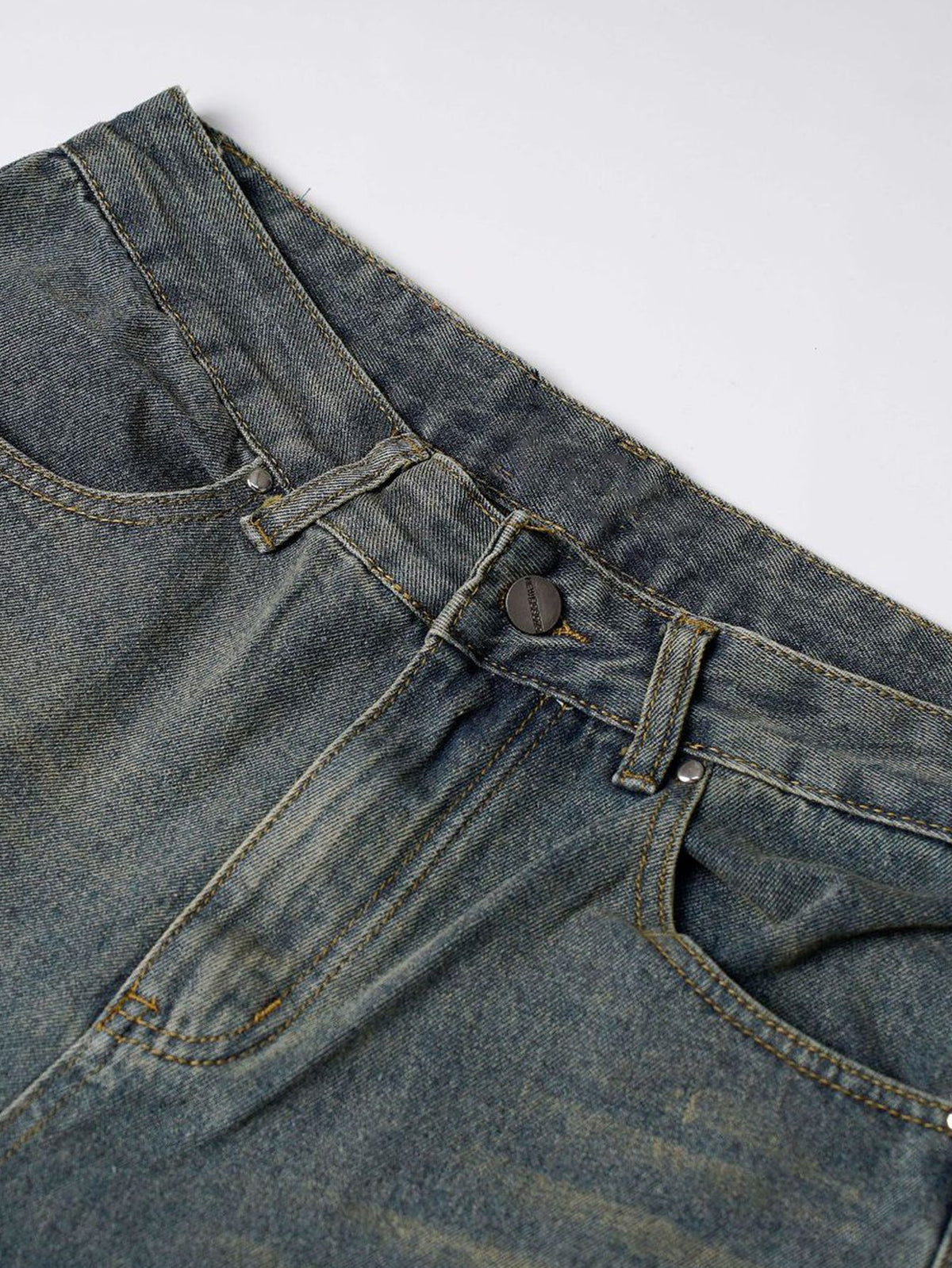 Washed Distressed  Wide-Leg Baggy Denim Pants