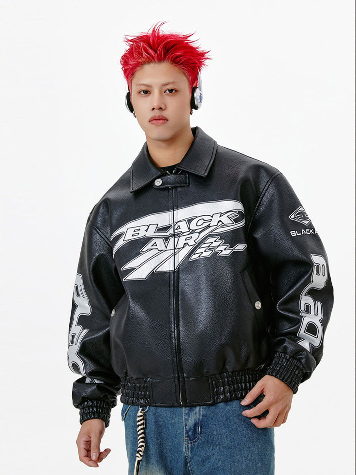 Black Air Techwear Leather Jacket