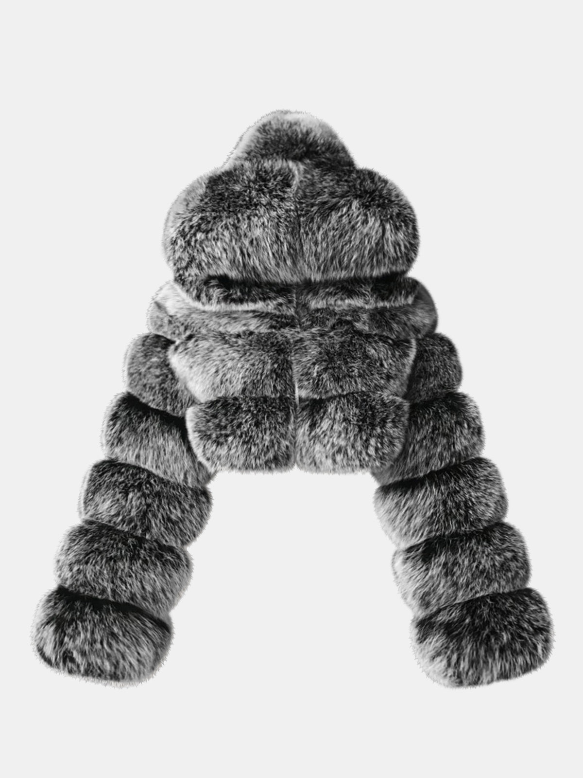 Faux Fox Fur Cropped Hooded Plush Jacket