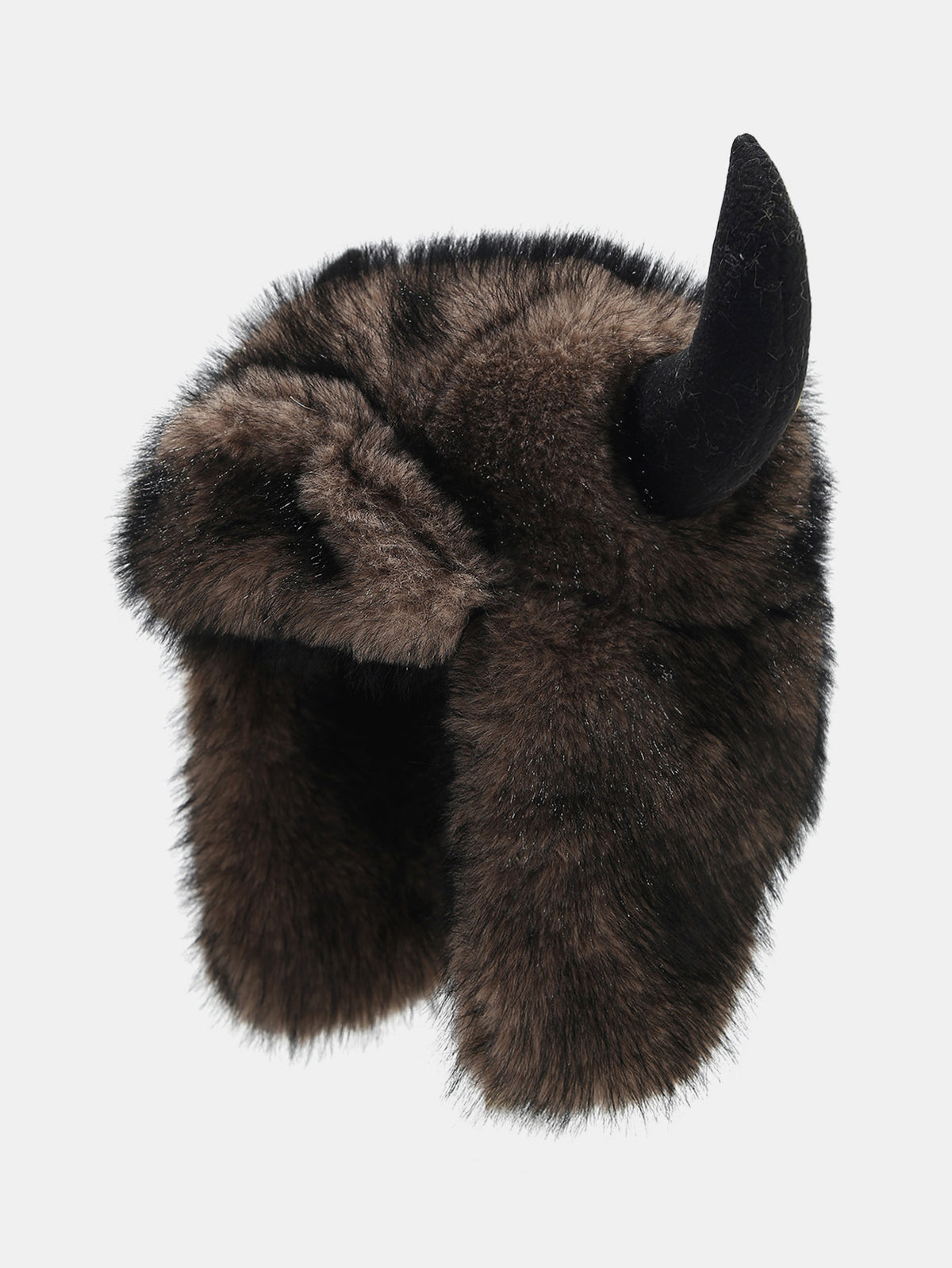 Fluffy Faux Fur Buffalo Horn Trapper Hat With Ear Flaps