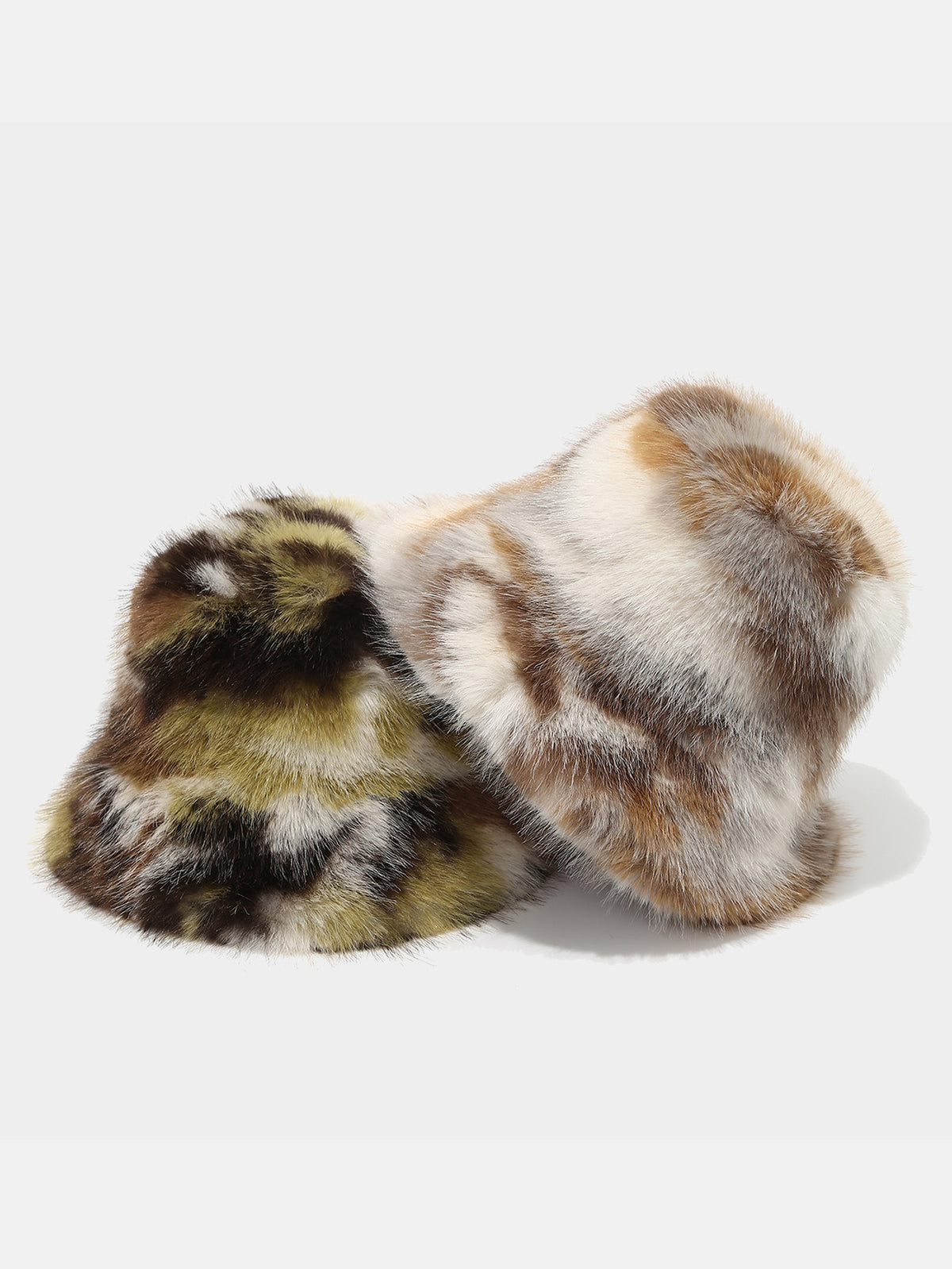 Thick Plush Tie Dye Fluffy Faux Fur Bucket Hat