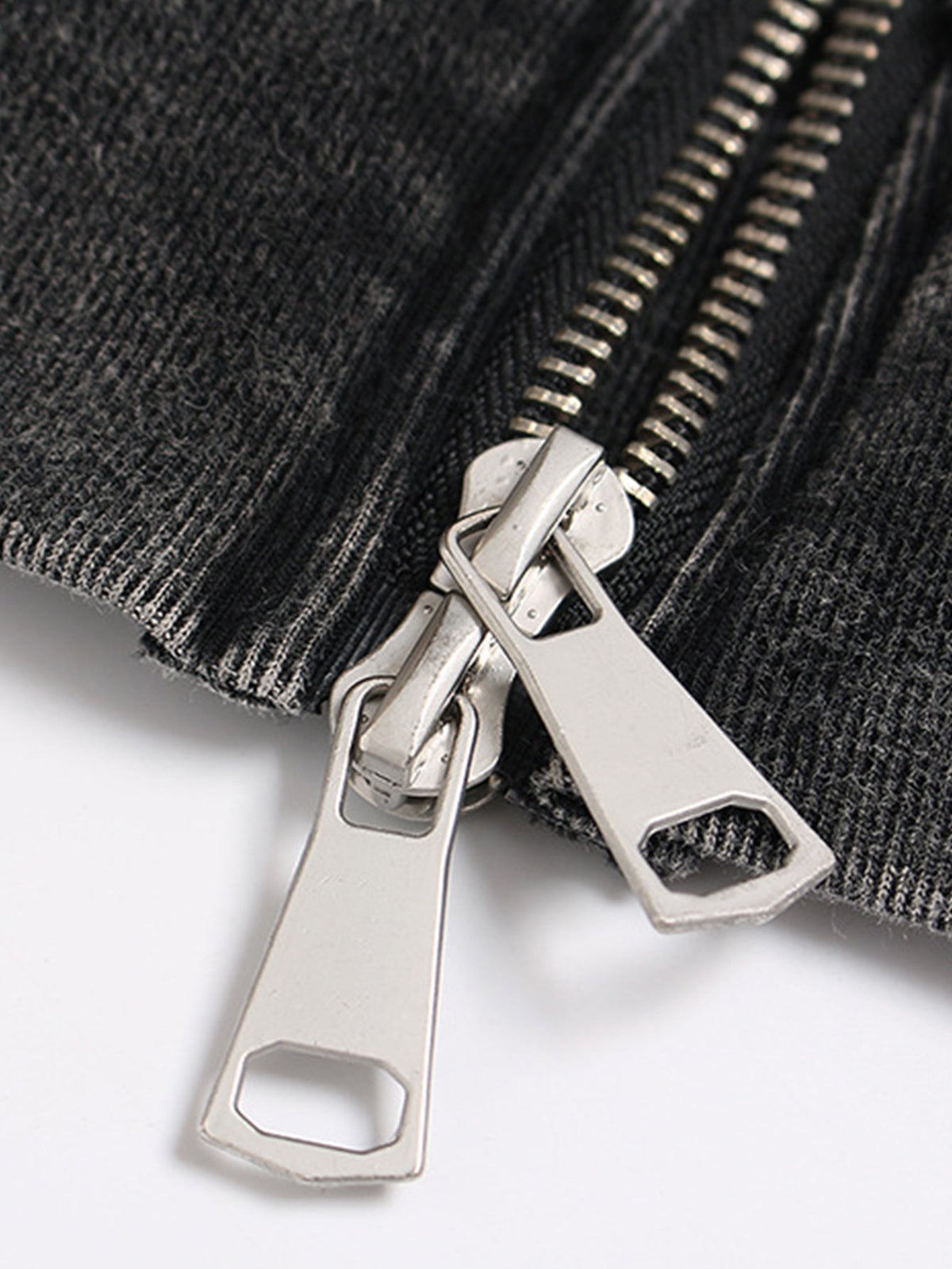 Racing Print Distressed Zipper Hoodie