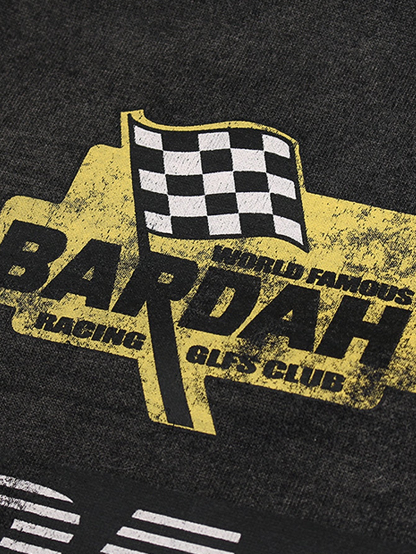 Racing Print Distressed Zipper Hoodie
