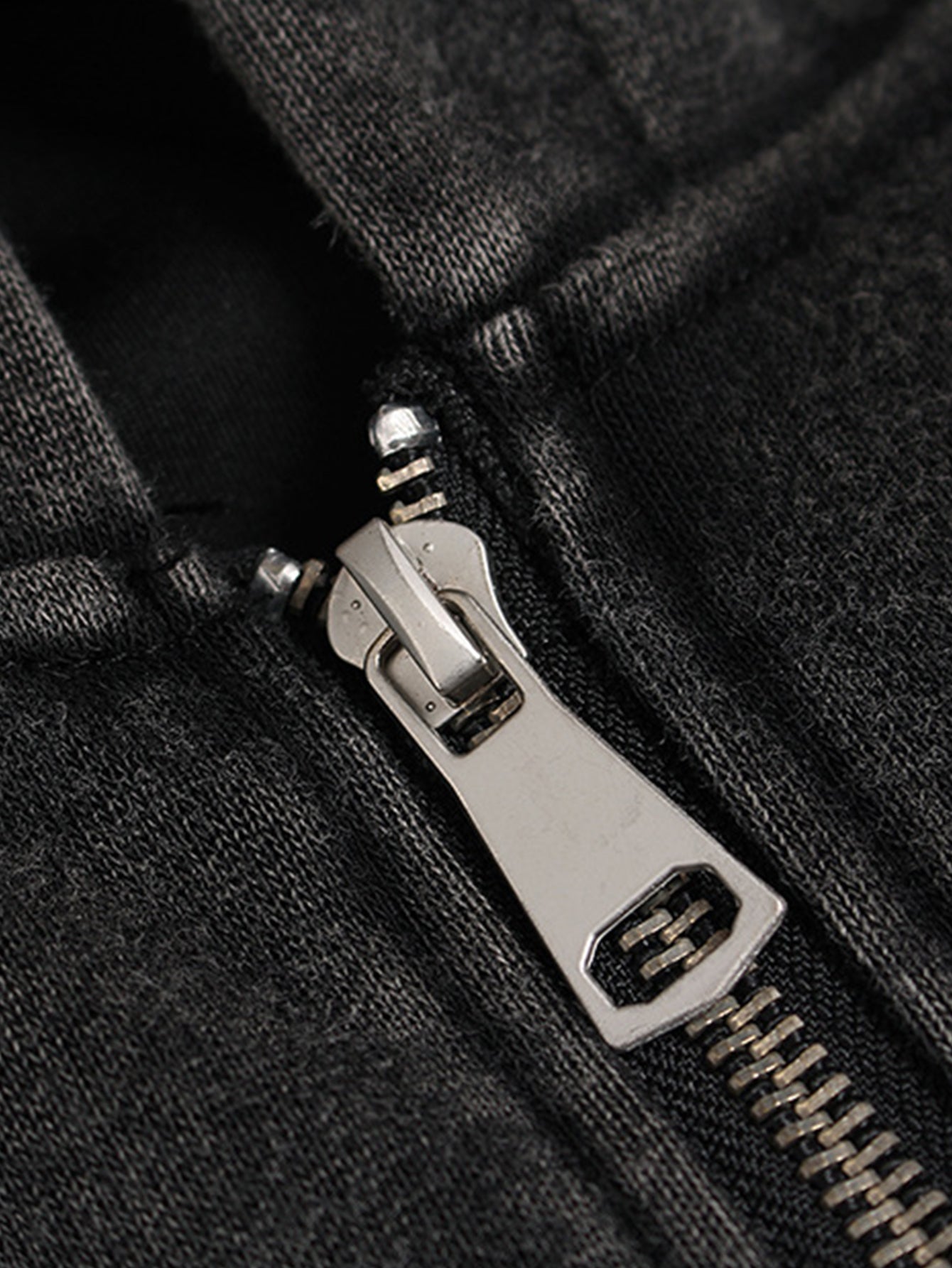 Racing Print Distressed Zipper Hoodie