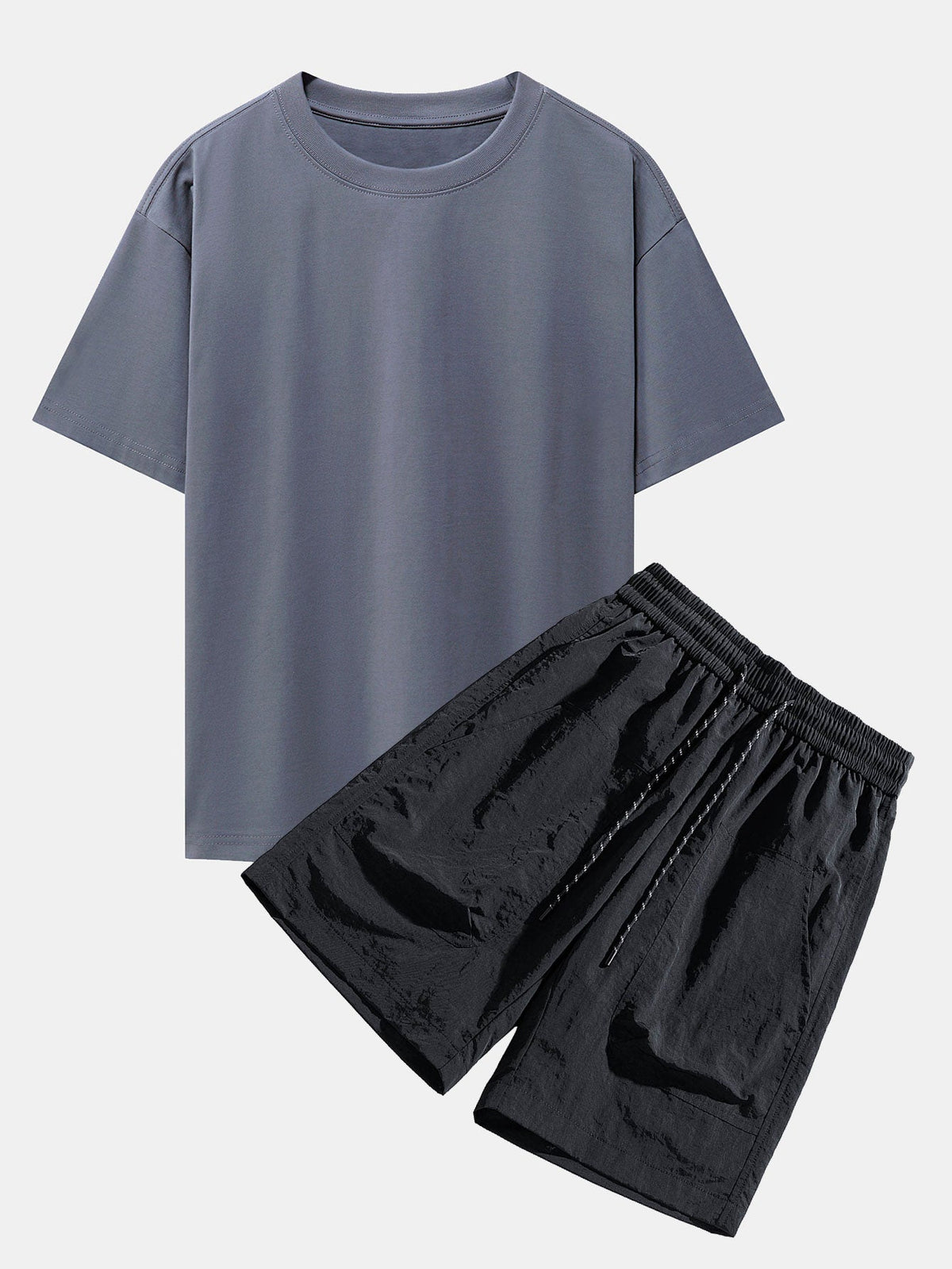 Los Angeles Illustration Bear Print Drop Shoulder Oversize T-Shirt & Patch Pocket Drawstring Shorts