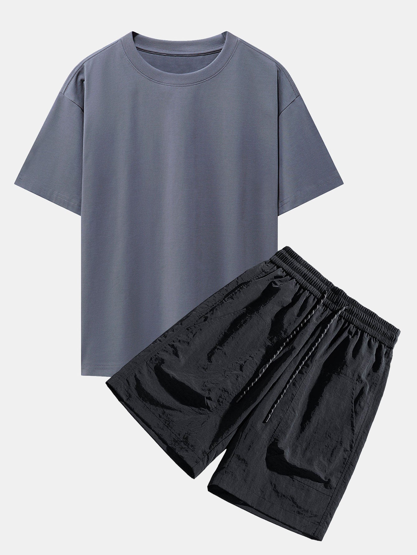Los Angeles Illustration Bear Print Drop Shoulder Oversize T-Shirt & Patch Pocket Drawstring Shorts