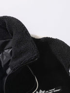 Teddy Fleece Checkerboard Stand Collar Jacket