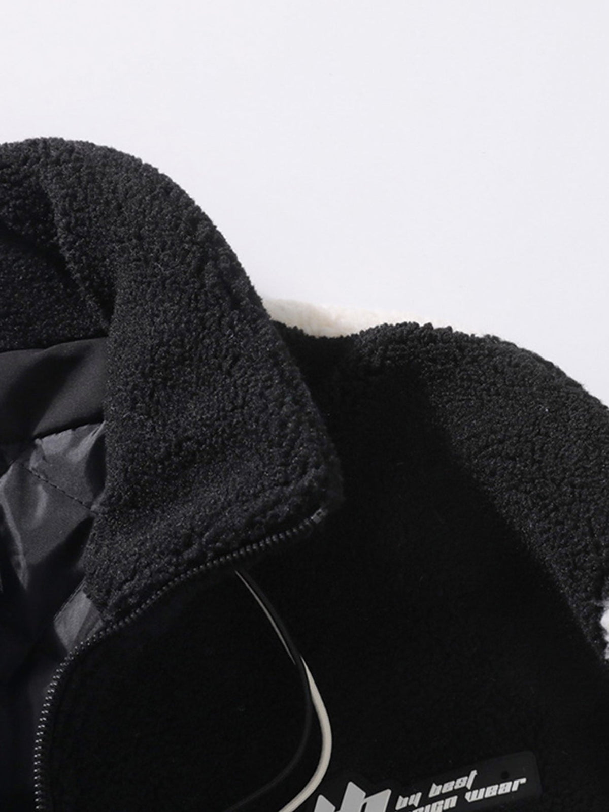 Teddy Fleece Checkerboard Stand Collar Jacket
