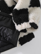Teddy Fleece Checkerboard Stand Collar Jacket