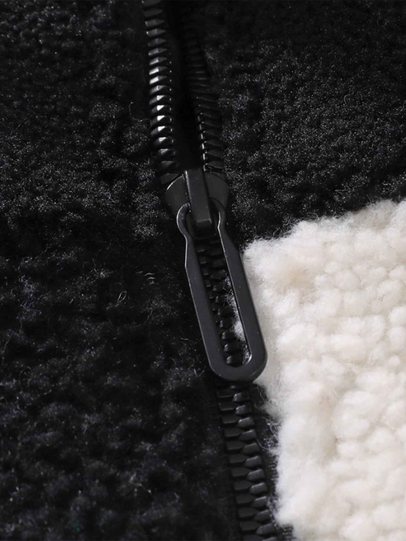 Teddy Fleece Checkerboard Stand Collar Jacket