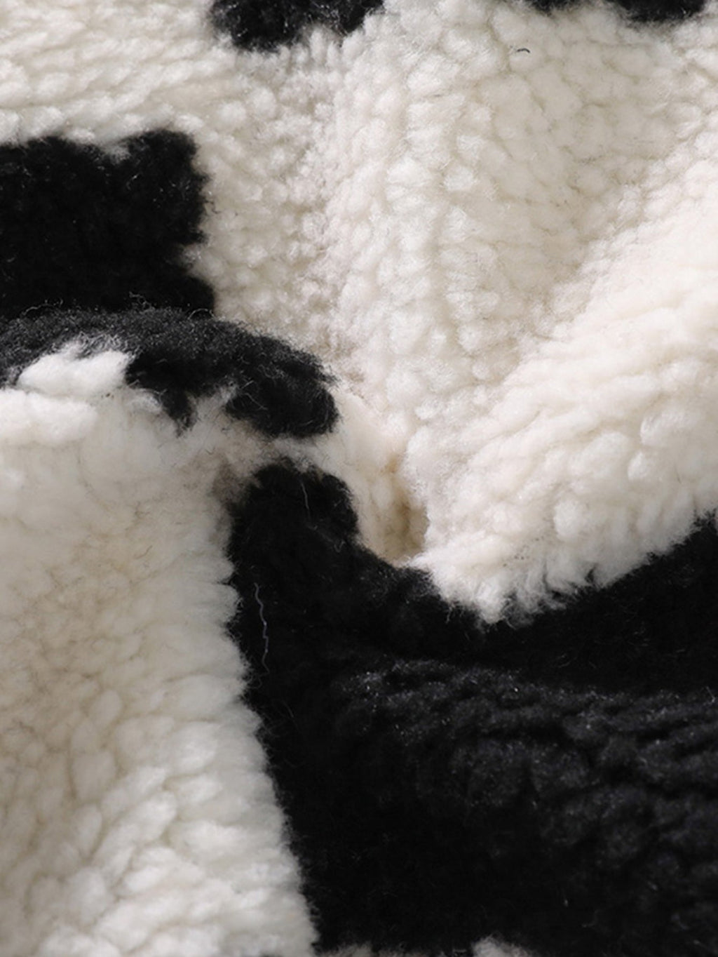Teddy Fleece Checkerboard Stand Collar Jacket
