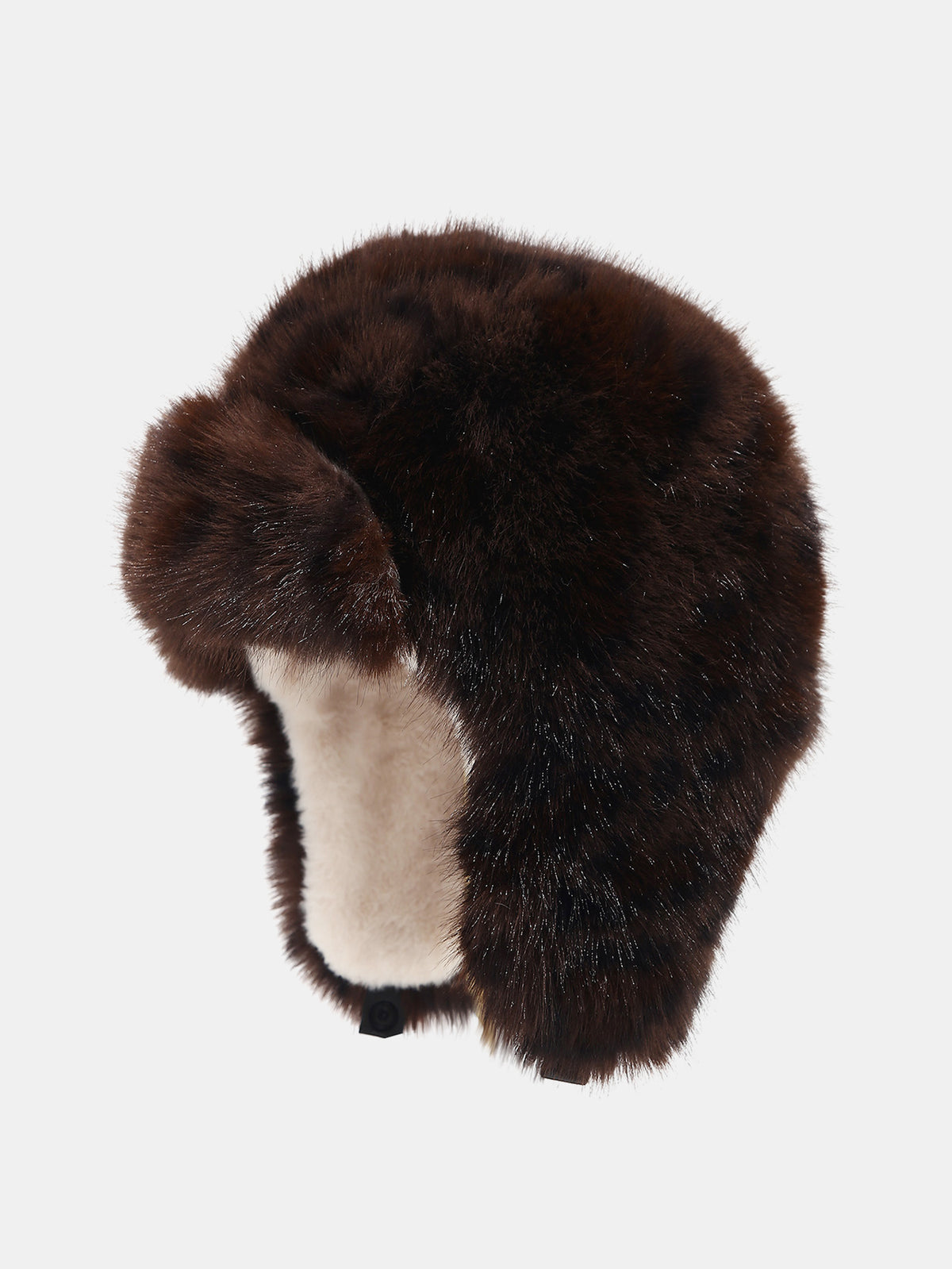 Leopard Print Faux Fur Trapper Hat Thick Plush Earflap Aviator Hat