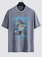 Character Slogan Print Washed Drop Shoulder Oversize T-Shirt