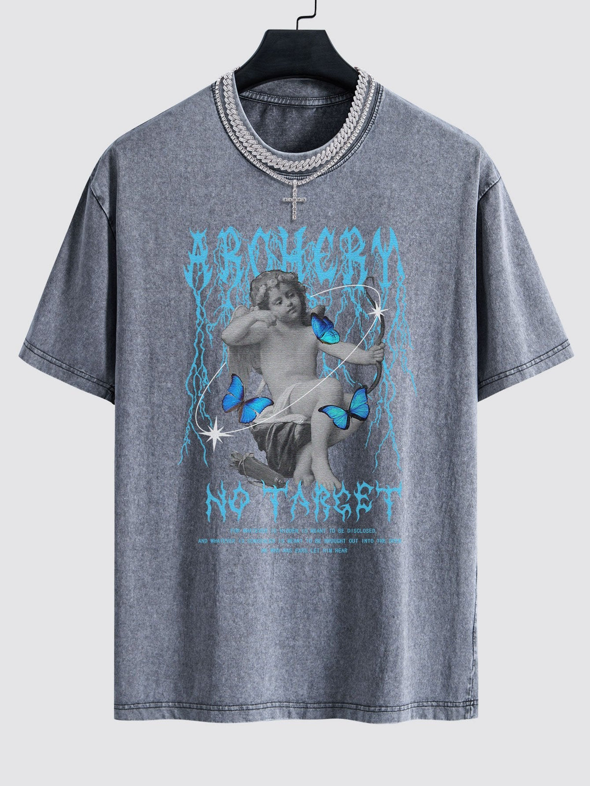 Character Slogan Print Washed Drop Shoulder Oversize T-Shirt