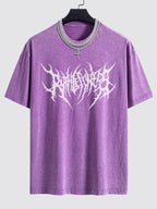 Gothic Slogan Print Washed Drop Shoulder Oversize T-Shirt