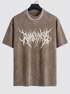 Gothic Slogan Print Washed Drop Shoulder Oversize T-Shirt