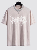 Gothic Slogan Print Washed Drop Shoulder Oversize T-Shirt