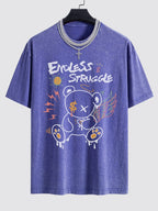 Graffiti Bear Print Washed Drop Shoulder Oversize T-Shirt