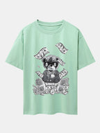 Money Bear Print Drop Shoulder Oversize T-Shirt
