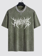 Gothic Slogan Print Washed Drop Shoulder Oversize T-Shirt