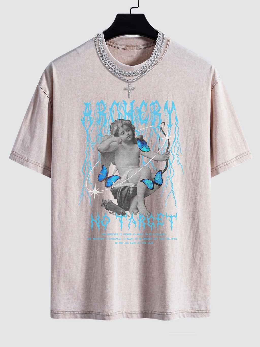 Character Slogan Print Washed Drop Shoulder Oversize T-Shirt