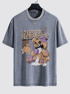 Violent Bear Slogan Print Washed Drop Shoulder Oversize T-Shirt
