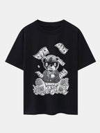 Money Bear Print Drop Shoulder Oversize T-Shirt