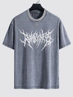 Gothic Slogan Print Washed Drop Shoulder Oversize T-Shirt