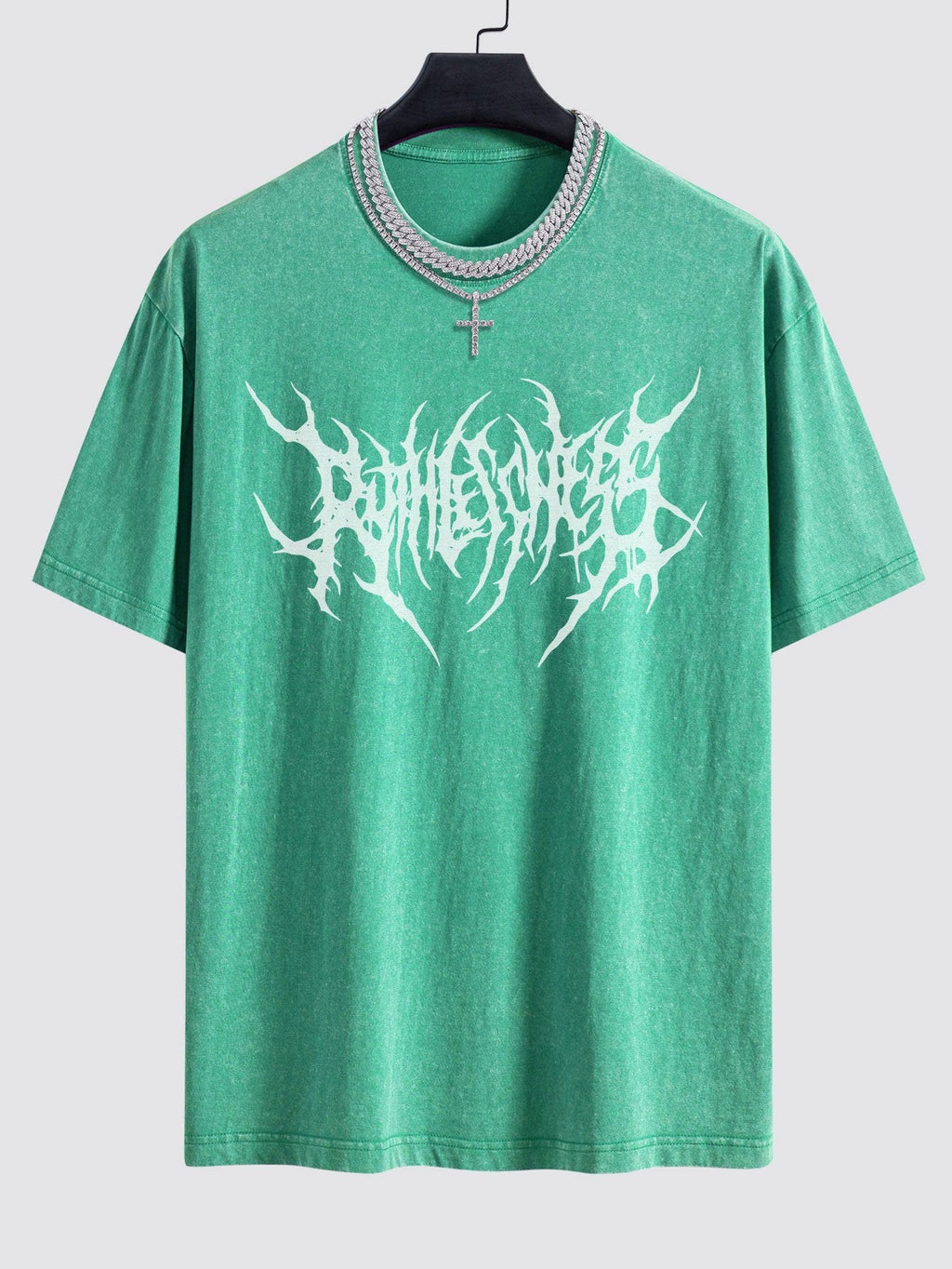 Gothic Slogan Print Washed Drop Shoulder Oversize T-Shirt
