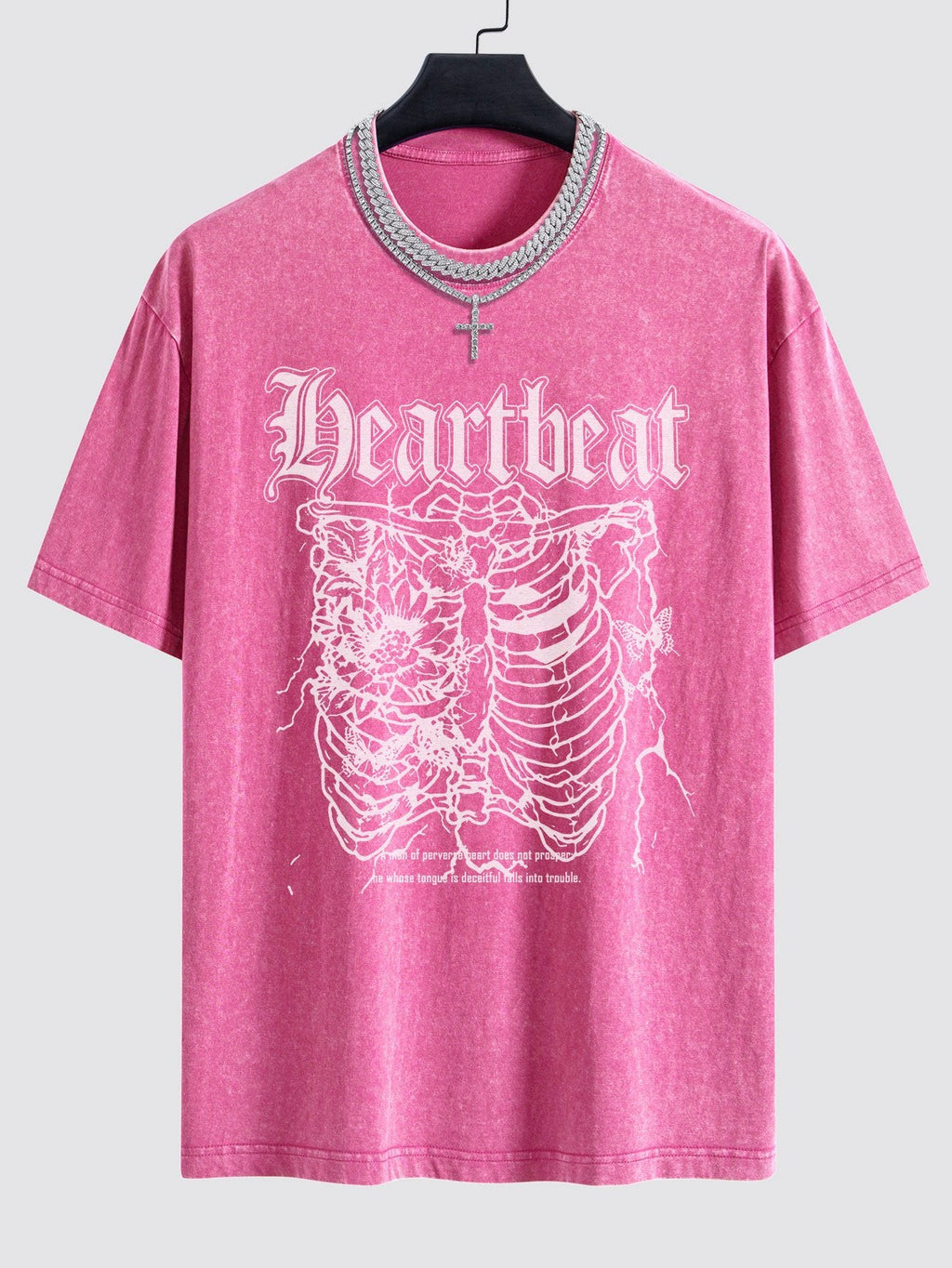 Slogan Skeleton Print Washed Drop Shoulder Oversize T-Shirt