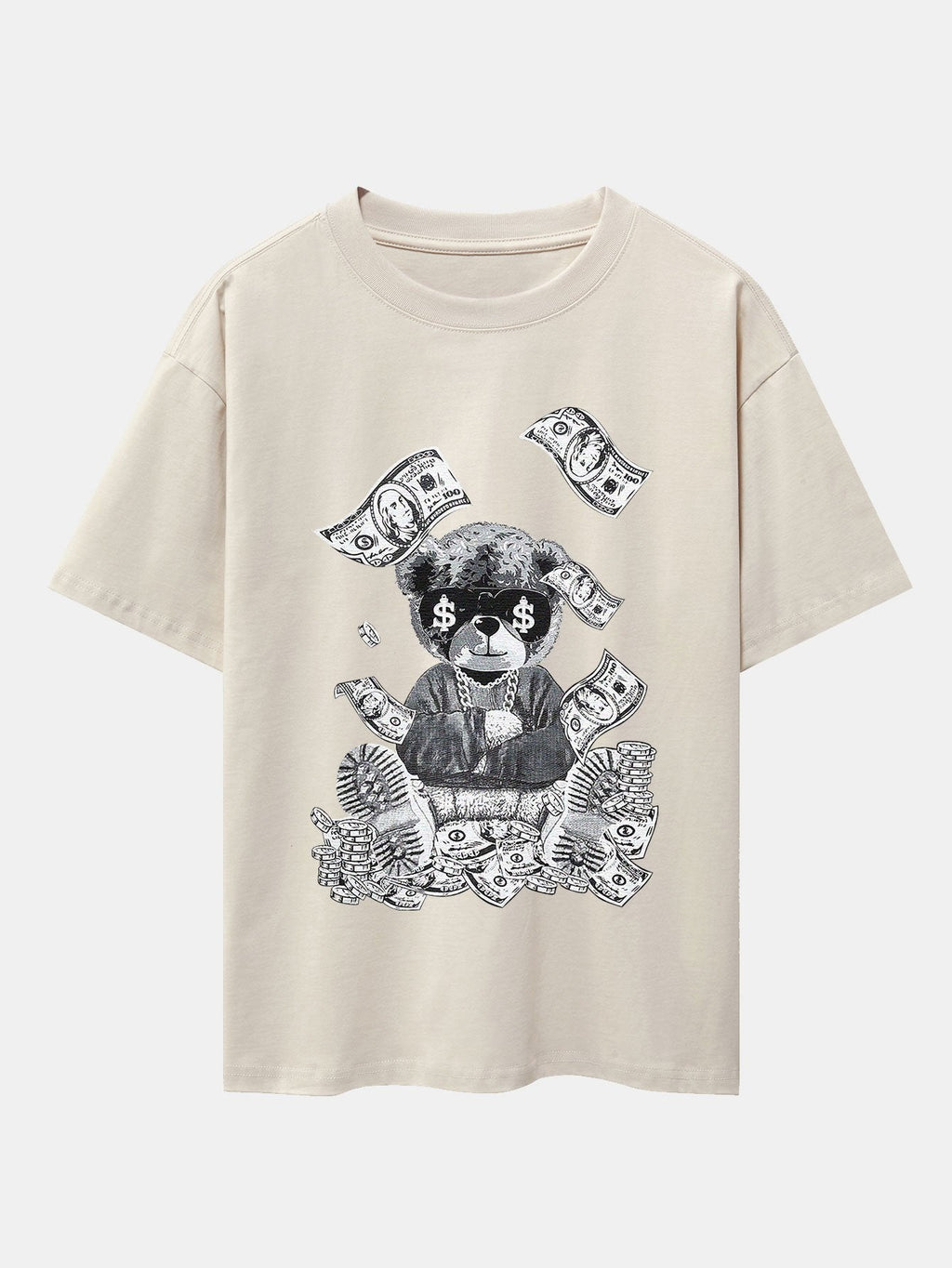 Money Bear Print Drop Shoulder Oversize T-Shirt