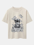 Money Bear Print Drop Shoulder Oversize T-Shirt
