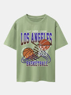 Los Angeles Basketball Print Drop Shoulder Oversize T-Shirt