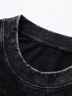 Slogan Skeleton Print Washed Drop Shoulder Oversize T-Shirt