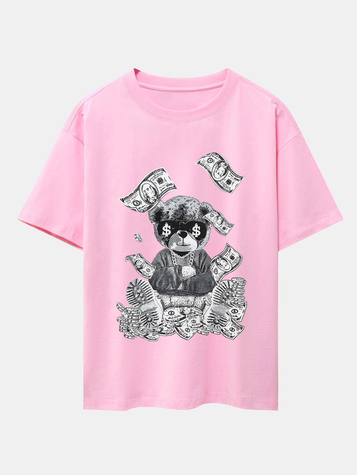 Money Bear Print Drop Shoulder Oversize T-Shirt