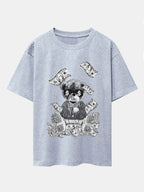 Money Bear Print Drop Shoulder Oversize T-Shirt