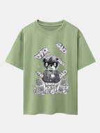 Money Bear Print Drop Shoulder Oversize T-Shirt