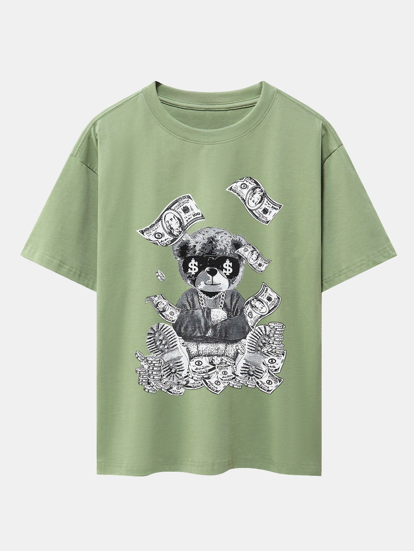 Money Bear Print Drop Shoulder Oversize T-Shirt