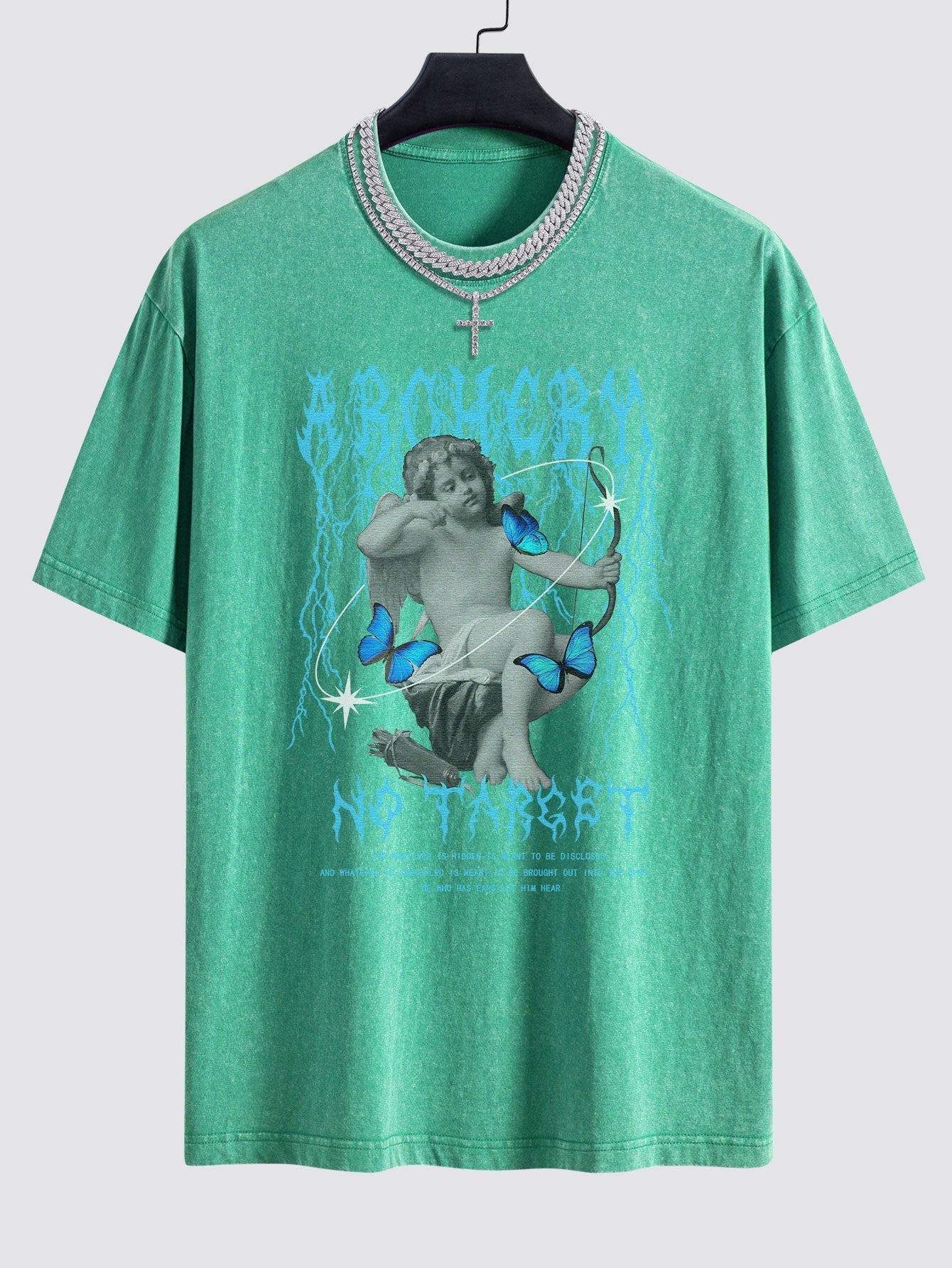 Character Slogan Print Washed Drop Shoulder Oversize T-Shirt