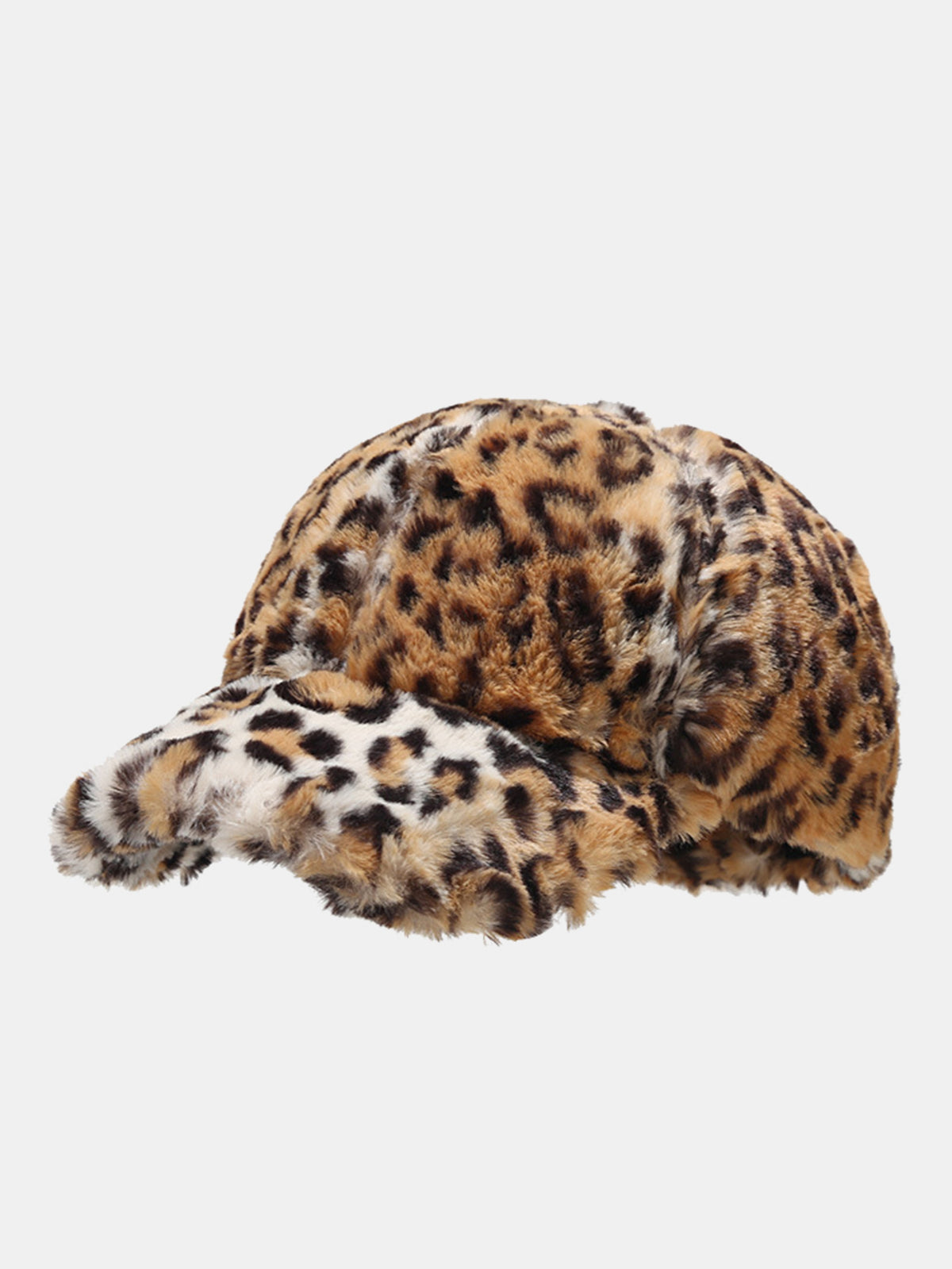 Fuzzy Fluffy Faux Fur Leopard Print Baseball Cap