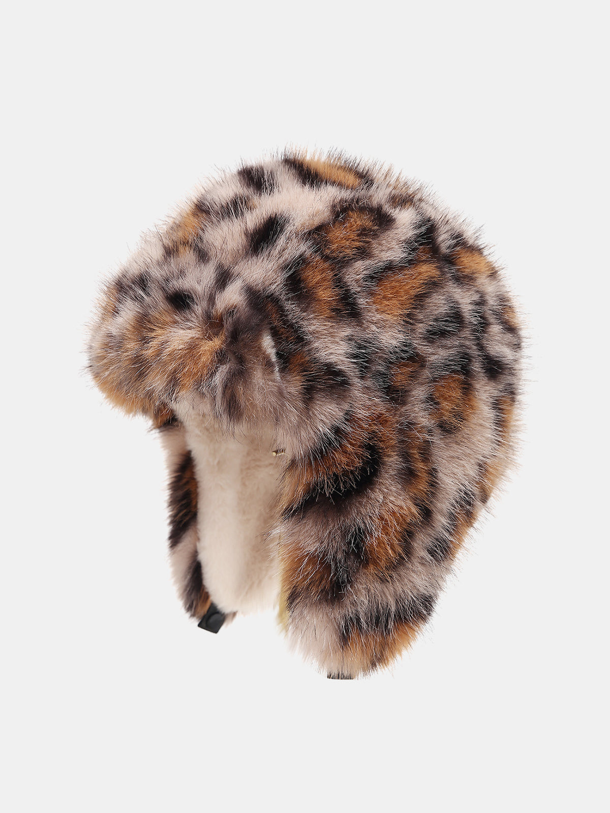 Leopard Print Faux Fur Trapper Hat Thick Plush Earflap Aviator Hat